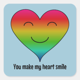 レインボー私のハートスマイル スクエアシール