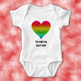 レインボー私のハートスマイル ベビーボディスーツ