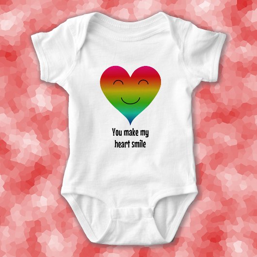 レインボー私のハートスマイル ベビーボディスーツ