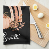 レインボー秋パンプキンスキッチン |秋の感謝祭 キッチンタオル (四つ折り)