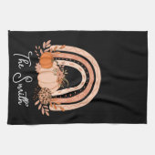 レインボー秋パンプキンスキッチン |秋の感謝祭 キッチンタオル (横)