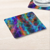 レインボー稲妻ストーム スクエアペーパーコースター (アングル)