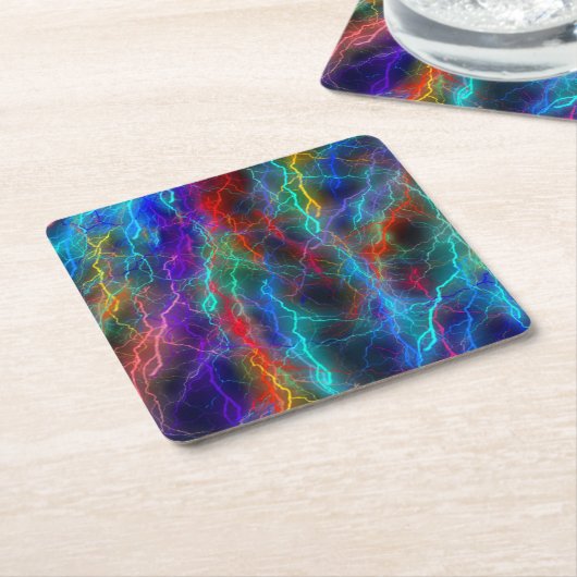 レインボー稲妻ストーム スクエアペーパーコースター (アングル)