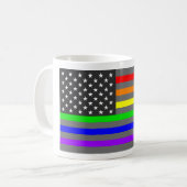 レインボー米国国旗のコーヒーマグ コーヒーマグカップ (正面左)