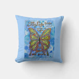 レインボー糖尿病蝶サポート詩枕 クッション