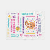 レインボー紙吹雪かわいいキティ猫ベビー誕生統計 フリースブランケット (正面(横))