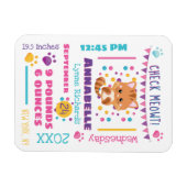 レインボー紙吹雪かわいいキティ猫ベビー誕生統計 マグネット (横)