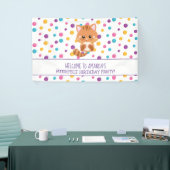 レインボー紙吹雪かわいい子猫バースデーパーティーへようこそ 横断幕 (トレードショー)
