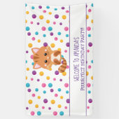 レインボー紙吹雪かわいい子猫バースデーパーティーへようこそ 横断幕 (縦)