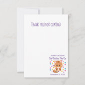 レインボー紙吹雪かわいい猫の誕生会 サンキューカード (正面)