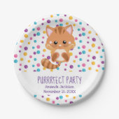 レインボー紙吹雪かわいい猫プロジェクト誕生日パーティー ペーパープレート (正面)