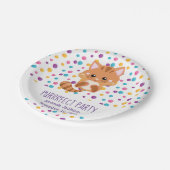 レインボー紙吹雪かわいい猫プロジェクト誕生日パーティー ペーパープレート (アングル)