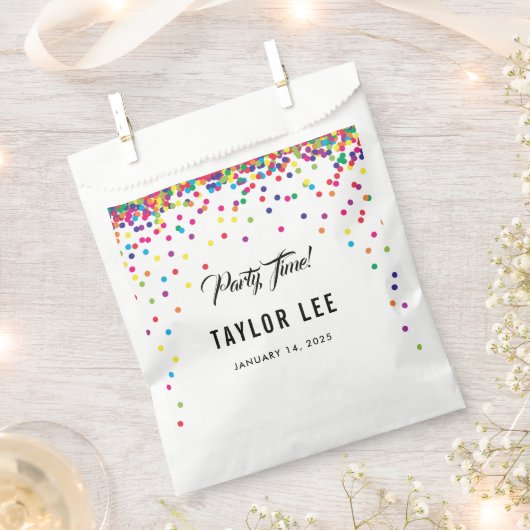 レインボー紙吹雪ふりかける誕生日パーティーの装飾 フェイバーバッグ (クリップ留めされた状態)