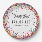 レインボー紙吹雪ふりかける誕生日パーティーの装飾 ペーパープレート (正面)