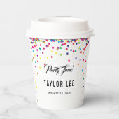 レインボー紙吹雪ふりかける誕生日パーティーの装飾 紙コップ (裏面)