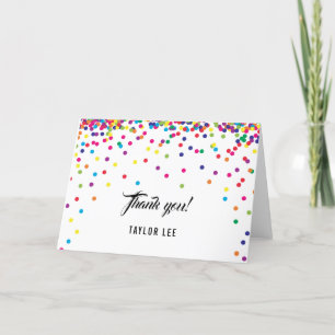 レインボー紙吹雪ふりかける誕生日パーティー サンキューカード