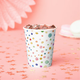 レインボー紙吹雪ウォーターカラードット紙カップ 紙コップ