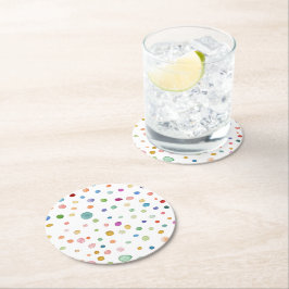 レインボー紙吹雪ウォーターカラードット紙コースター ラウンドペーパーコースター