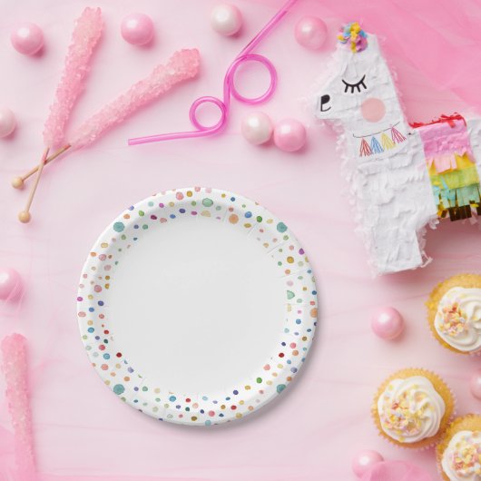 レインボー紙吹雪ウォーターカラードット紙プレート ペーパープレート (パーティー)
