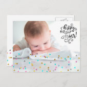 レインボー紙吹雪ハッピーニューイヤー葉書 シーズンポストカード (正面/裏面)