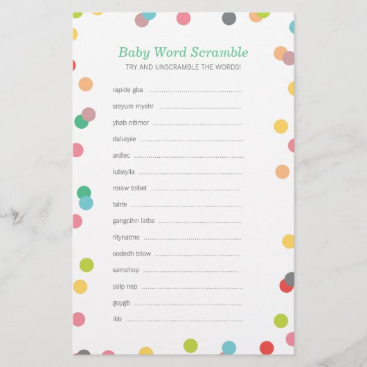 レインボー紙吹雪ベビーワードスクランブルゲーム (正面)