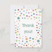 レインボー紙吹雪水色ドットサンキューカード サンキューカード (正面)