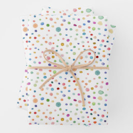 レインボー紙吹雪水色ドットラッピング紙 ラッピングペーパーシート