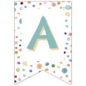 レインボー紙吹雪水色ドット束フラグ バンティングフラッグ (第3の旗)