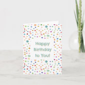 レインボー紙吹雪水色ドット誕生日カード カード (正面)