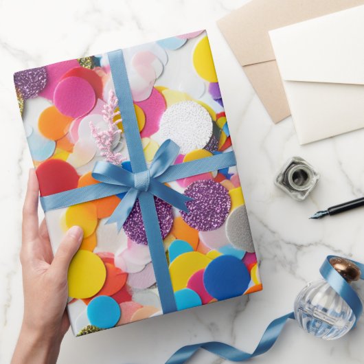 レインボー紙吹雪誕生日ラッピング紙 ラッピングペーパー (ギフト)