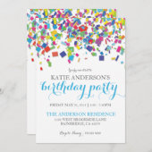 レインボー紙吹雪 | 誕生日パーティーの招待 招待状 (正面/裏面)