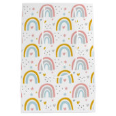 レインボー紙抱き枕誕生日、ベビーシャワー ミディアムペーパーバッグ (裏面)