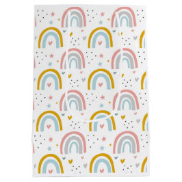 レインボー紙抱き枕誕生日、ベビーシャワー ミディアムペーパーバッグ