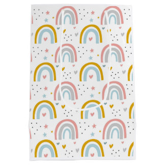 レインボー紙抱き枕誕生日、ベビーシャワー ミディアムペーパーバッグ