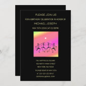 レインボー素晴らしお祝いダンス誕生日 招待状 (正面/裏面)