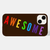 レインボー素晴らしカラー合成幸せ文字ブラウン Case-Mate iPhoneケース (裏面 (横))