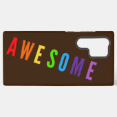 レインボー素晴らしカラー合成幸せ文字ブラウン SAMSUNG GALAXYケース (裏面横)