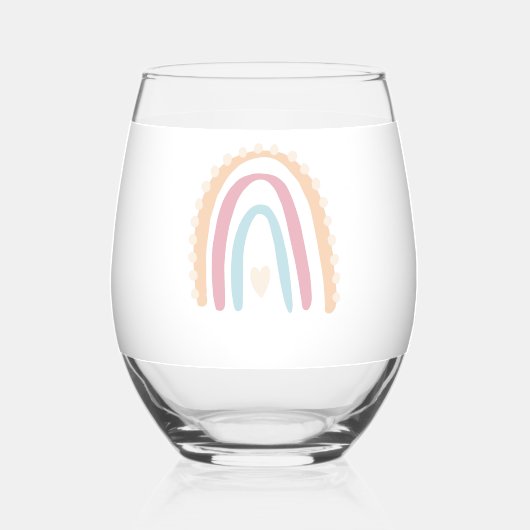 レインボー素朴エレガントベビーシャワー飲み物用品セット ステムなしワイングラス (裏面)