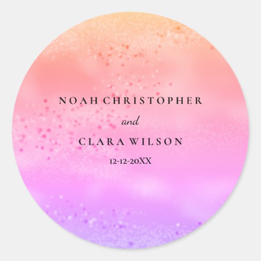 レインボー結婚のカラフルトレンディー愛は愛ピンク ラウンドシール (正面)