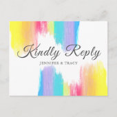 レインボー結婚の親切な返信RSVP ポストカード (正面)