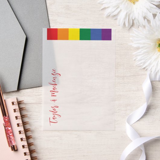 レインボー結婚ゲイ文字テンプレート ベラム紙招待状 (ウェディング)