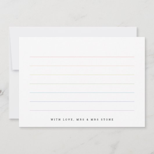 レインボー結婚スクリプトの写真コラージュ サンキューカード (裏面)