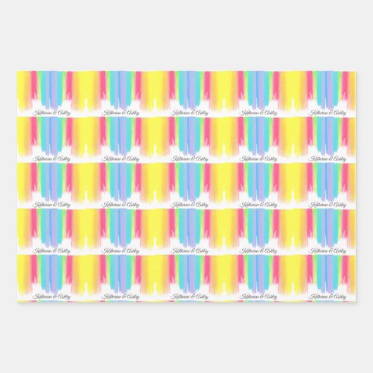 レインボー結婚ズエレガントパーソナライズされた ラッピングペーパーシート (正面2)