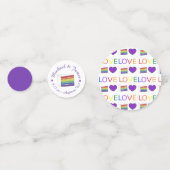 レインボー結婚ズケーキスライス紫ハートLGBTゲイ コンフェッティ (裏面)
