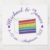 レインボー結婚ズケーキスライス紫ハートLGBTゲイ ビールラベル (シングルラベル)