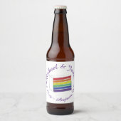 レインボー結婚ズケーキスライス紫ハートLGBTゲイ ビールラベル (正面)