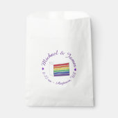 レインボー結婚ズケーキスライス紫ハートLGBTゲイ フェイバーバッグ (正面)