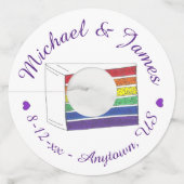 レインボー結婚ズケーキ切りLGBTゲイプライド ワイングラスタグ (正面)