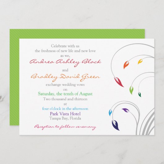 レインボー結婚式招待状フローラ 招待状 (正面/裏面)