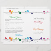 レインボー結婚式 プログラム鳥類の花 (正面/裏面)